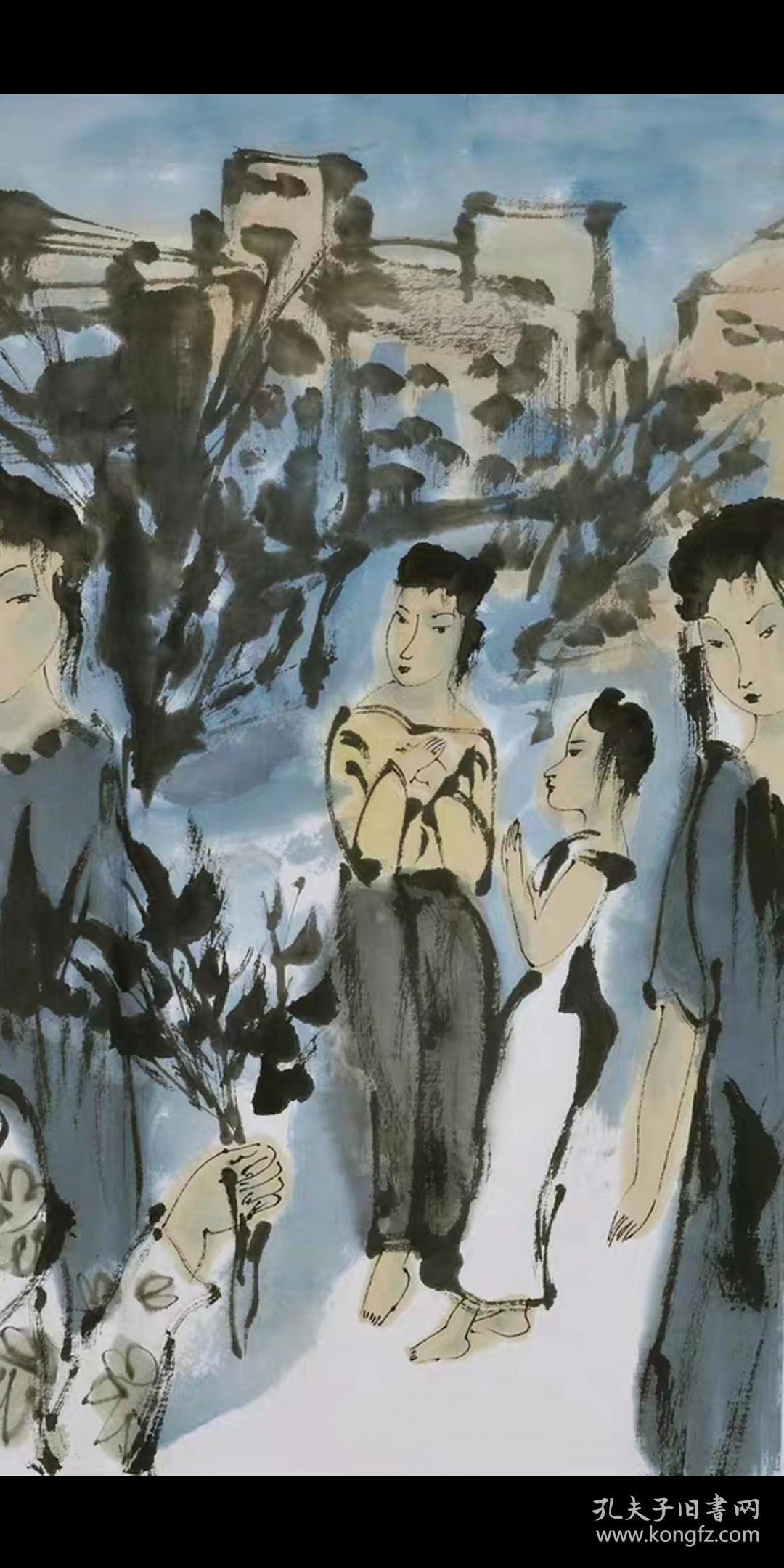 当代著名画家崔进人物国画纯手绘