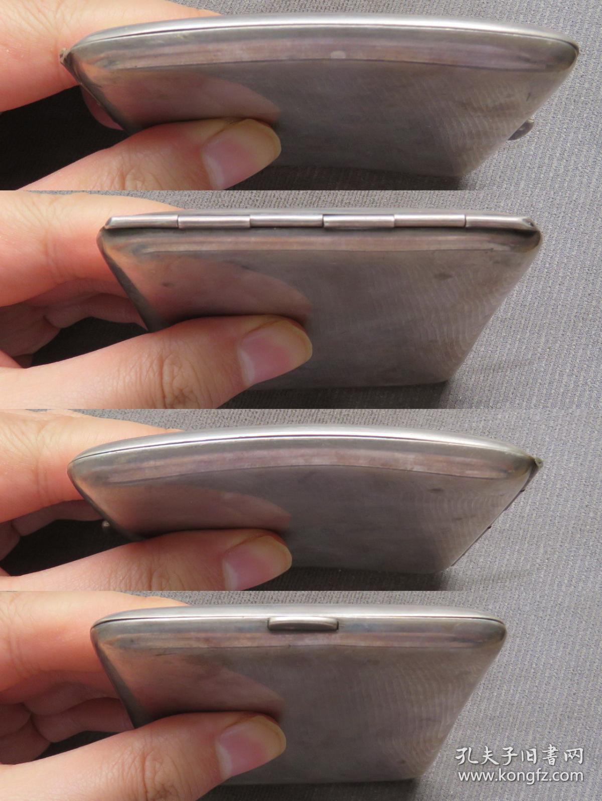 日本特别大演习奉仕嵌凤鸟金花图案纯银烟盒