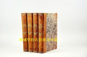 【皮装】【大开本34X24厘米】【240幅铜版插图】1821年德文/法文双语版《奥地利皇家收藏欧洲大师画作集锦》4大册（全）GALERIE IMPÉRIALE-ROYALE