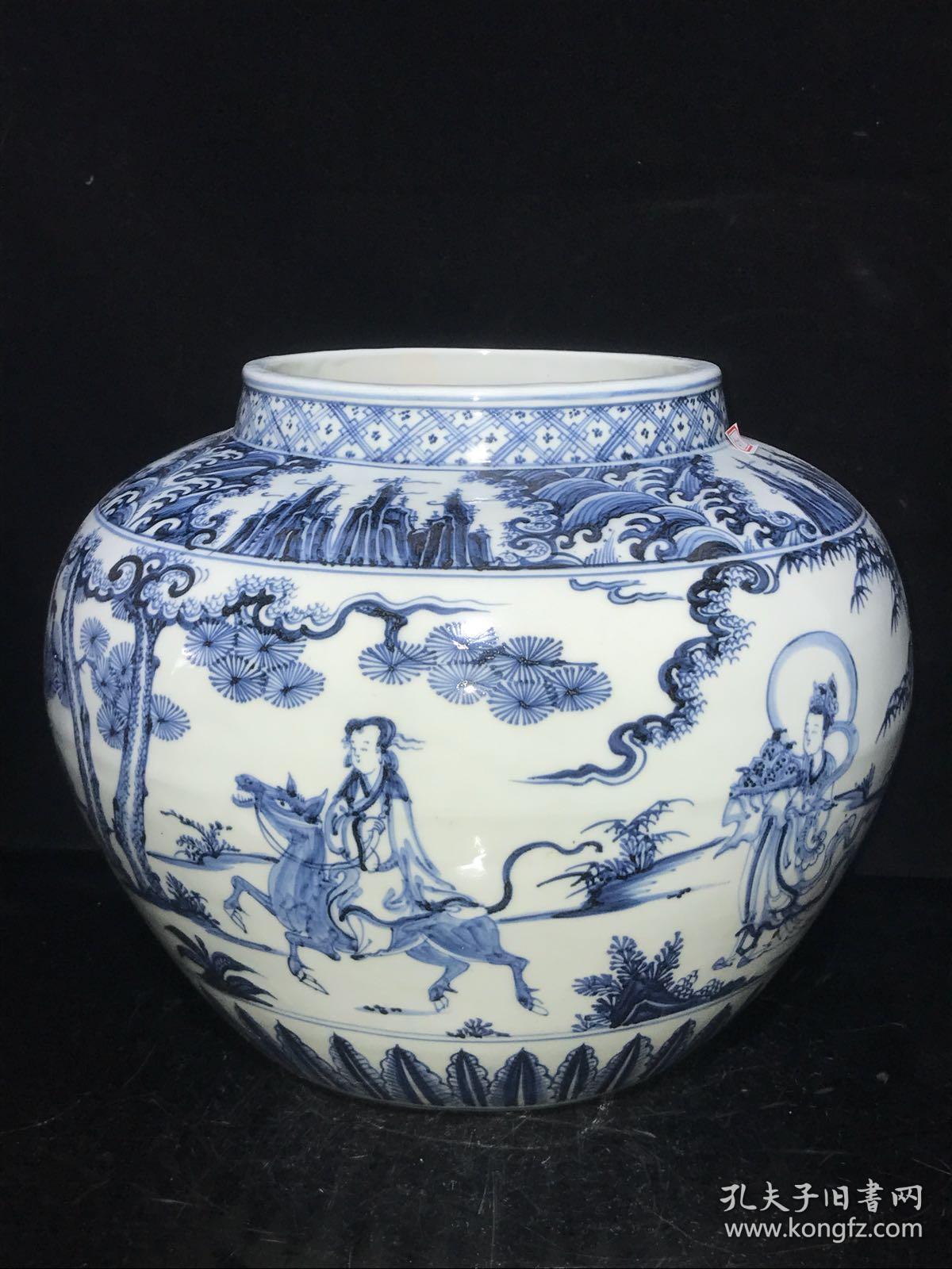 明天顺青花人物故事罐6