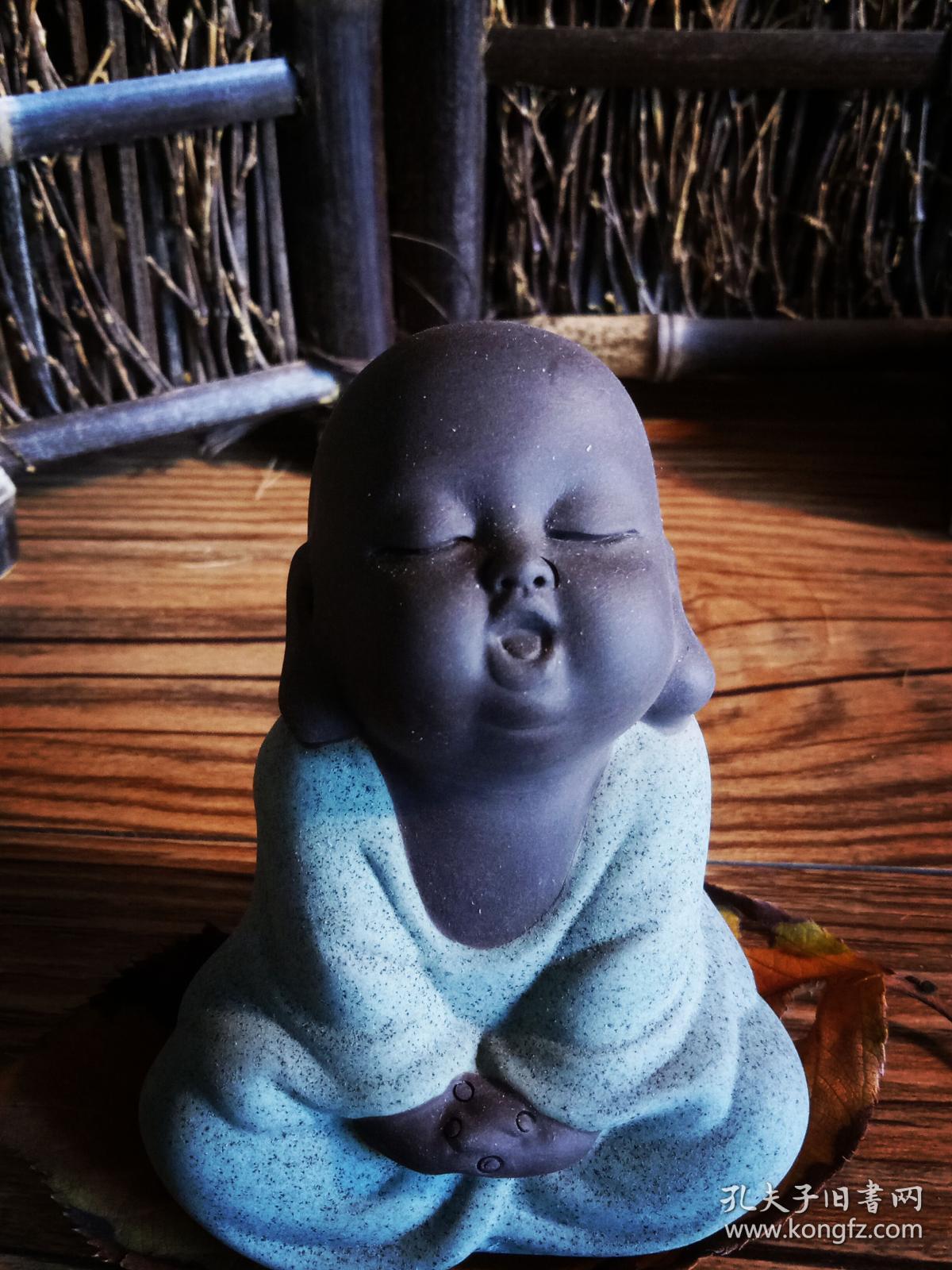 正宗宜兴原矿紫砂茶宠:禅心 青纱小弥勒佛