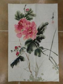 武汉同济医院老画家何月华国画“芙蓉花”，品好包快递。