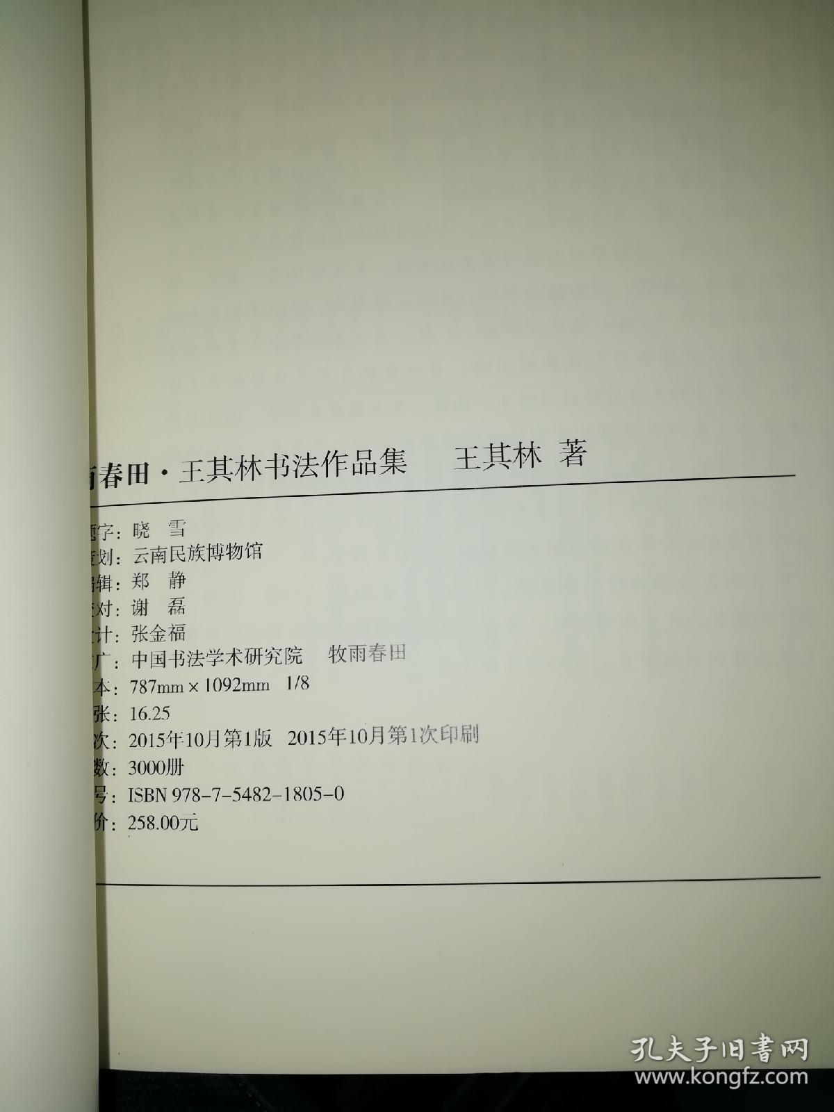 牧雨春田王其林书法集2015年一版一印全铜版纸彩色精美印刷原版书籍