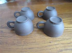 不知年份挂釉紫砂老茶杯茶盏茶具茶文化文化一套4个茶室茶坊用具