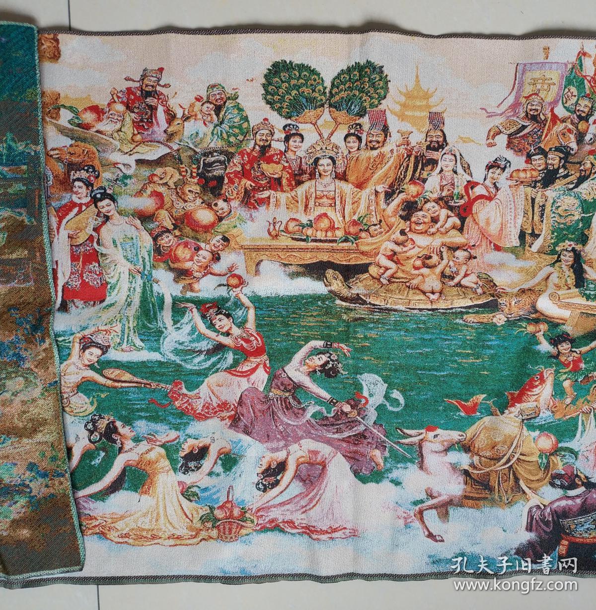 中国织锦画蟠桃盛宴未裱尺寸约16060cm