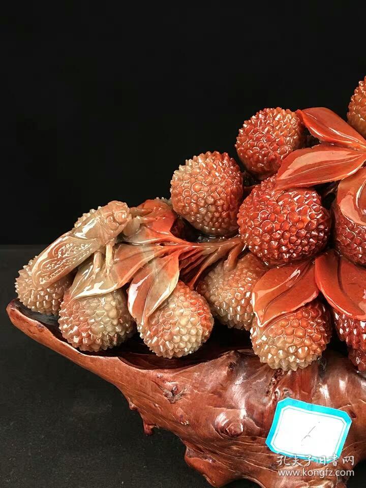 福建寿山石双利双手荔枝摆件