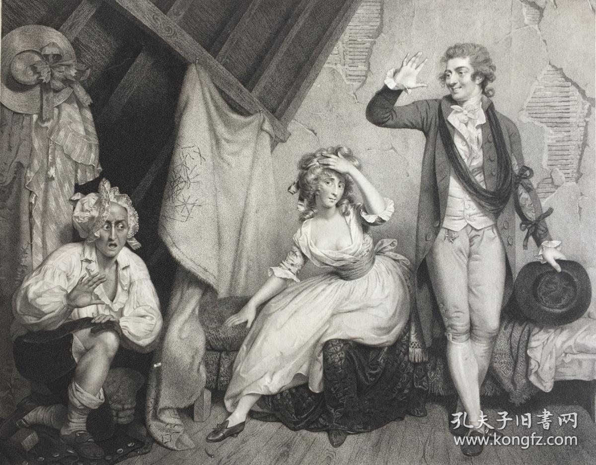 1789年大幅点刻铜版画《汤姆·琼斯》源自18世纪英国戏剧家亨利·菲尔