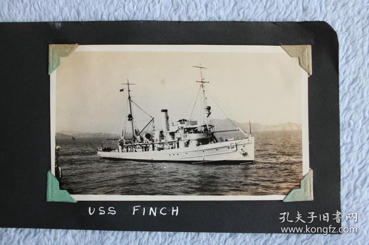 民国1939年左右美国军舰finch号老照片,泛银
