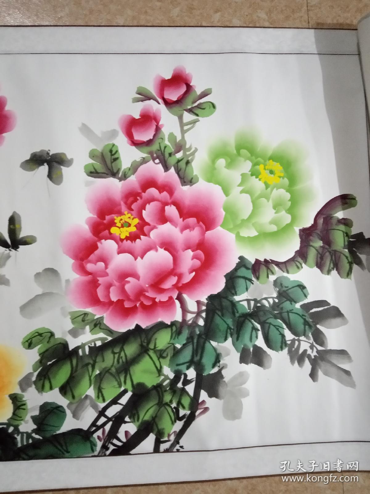 中国将军书画院副院长陈桂芳牡丹八平尺 低出