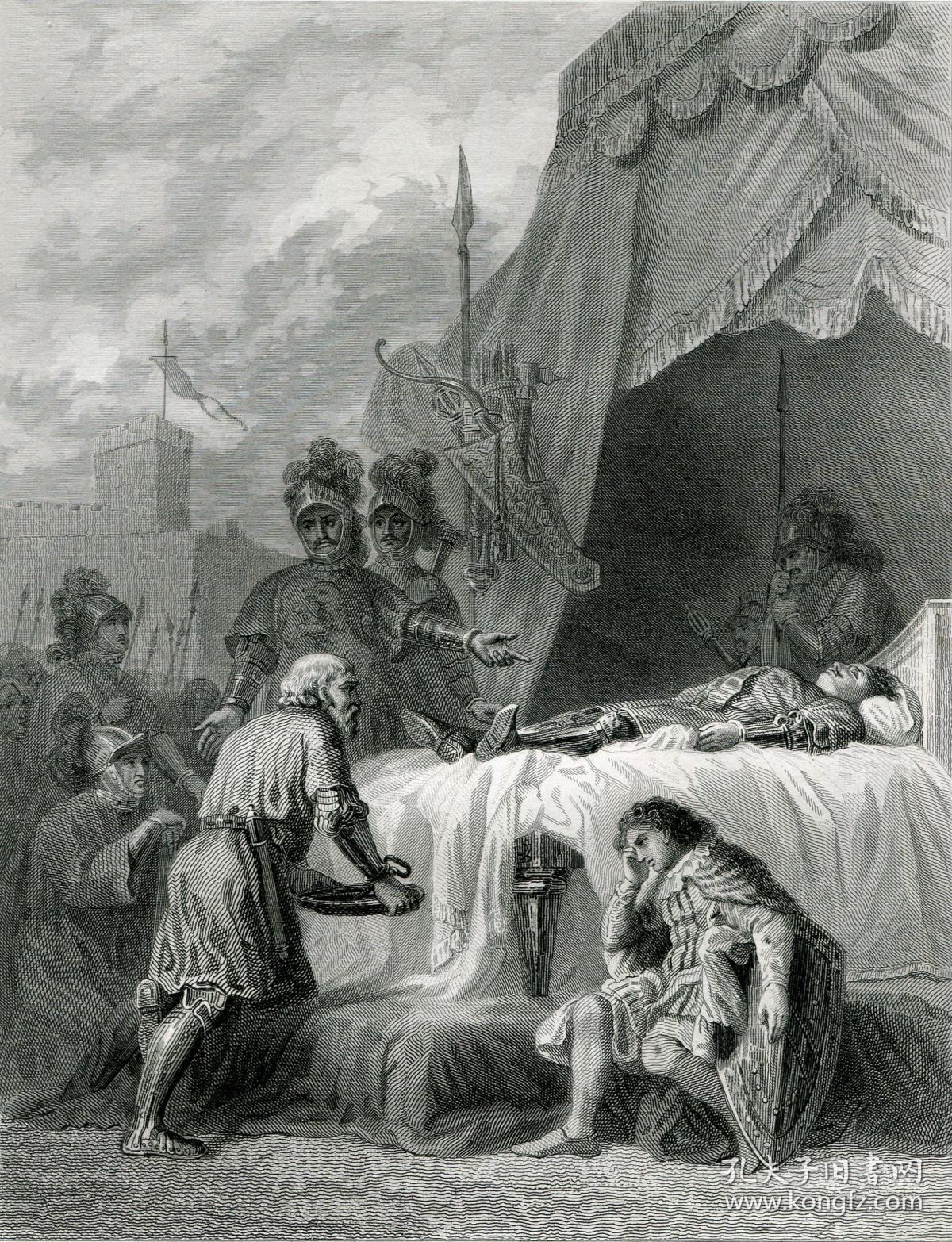 1845年钢版画盖克兰的葬礼29522厘米