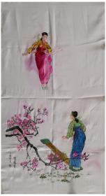 朝鲜一级艺术家纯手工刺绣——跳板姑娘