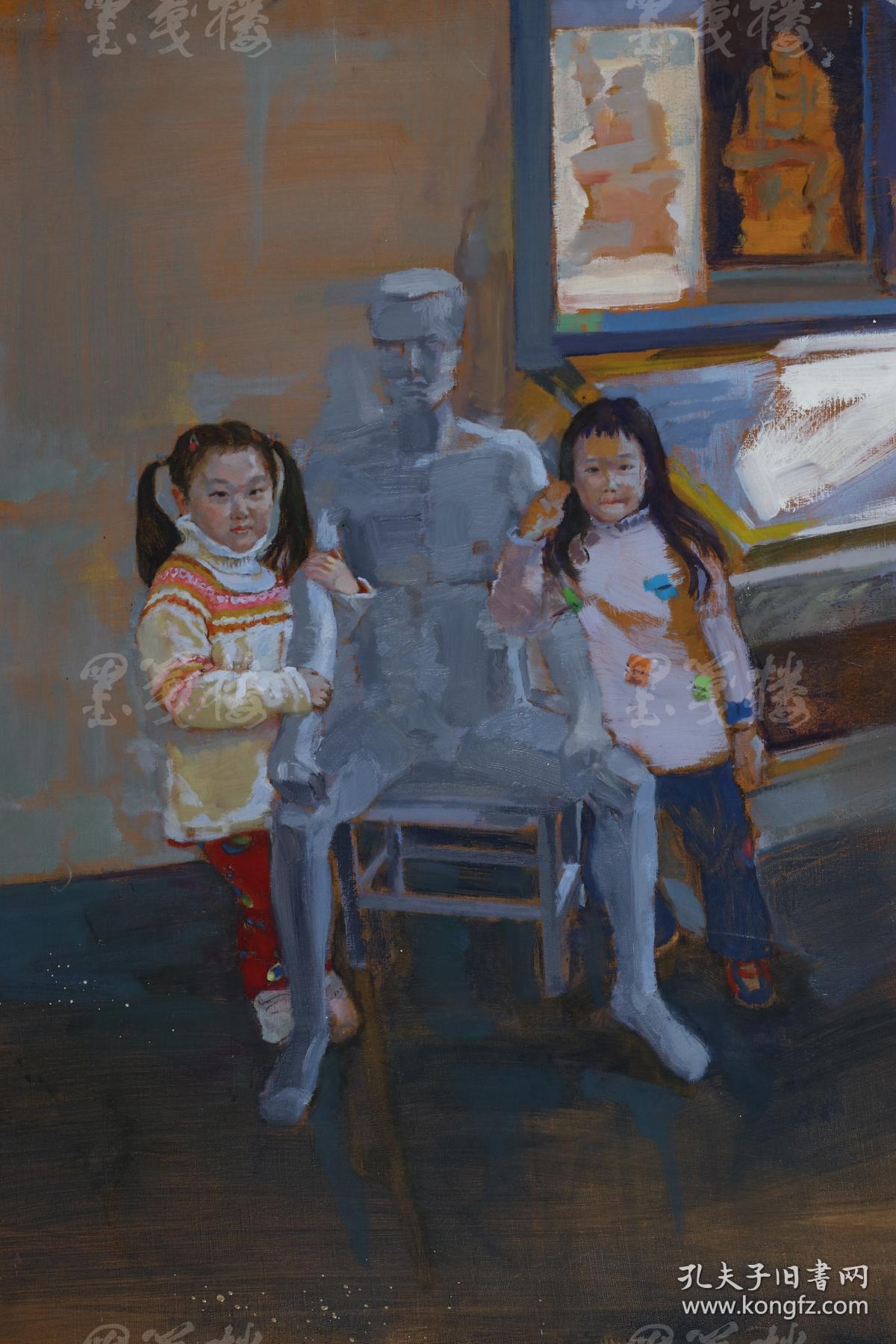 《害羞的小姐妹》一幅(尺寸97cm*76cm;作品由《中国美术市场报》直接