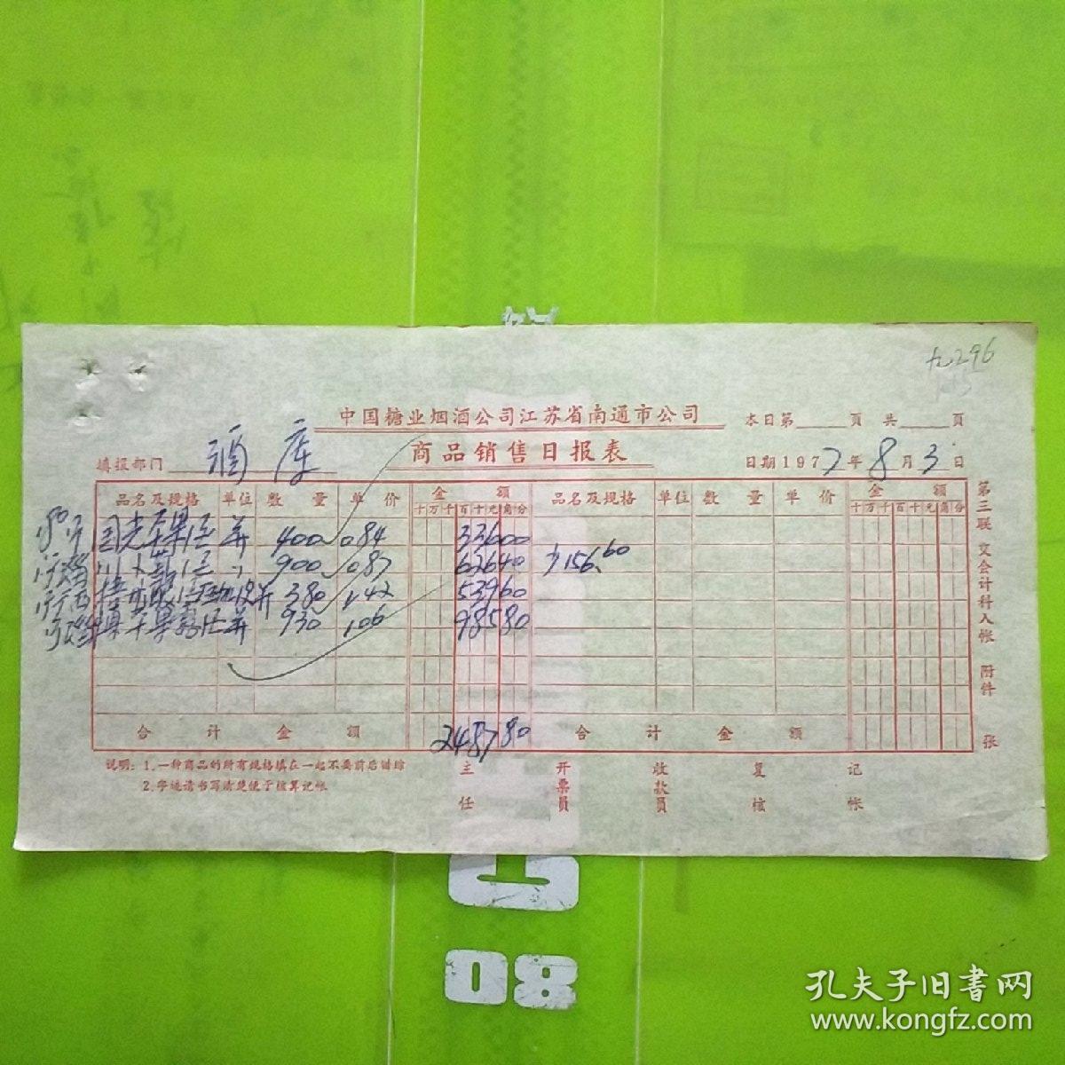 酒文化老发票:国光苹果酒,淄川葡萄酒,广西梧州酿酒厂五加皮酒,淄博