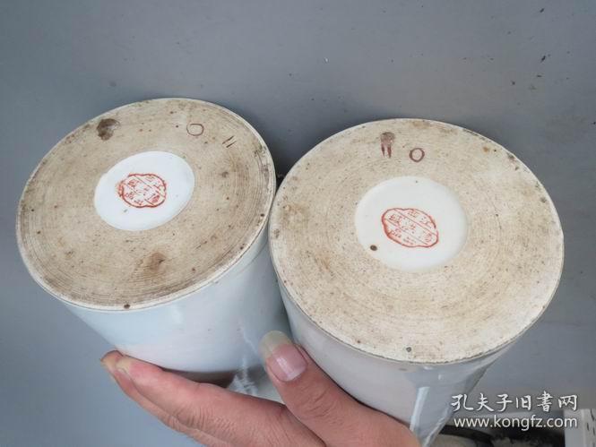 民国杨洪盛刷花富贵长春老帽桶一对美品