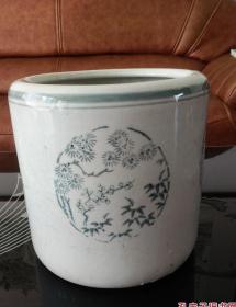 民国緑彩大笔筒（高17.5cm），保真。快递包邮。