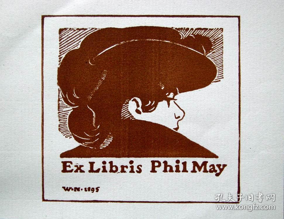 p.nicholson "木刻套色藏书票—《女士》 1895