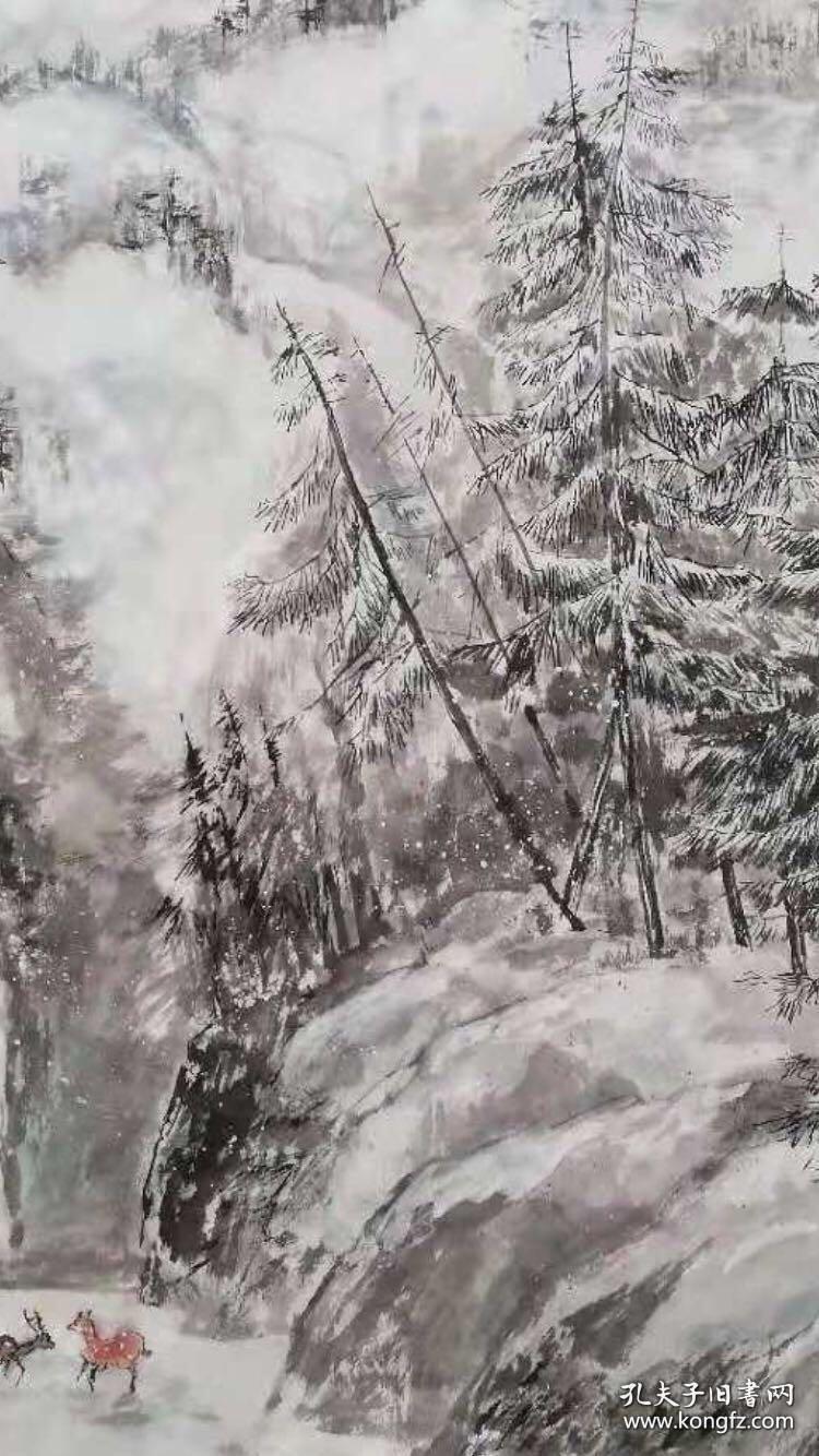 中国画 水墨画 关山月国画山水画 雪景 纯手绘 国画 收藏