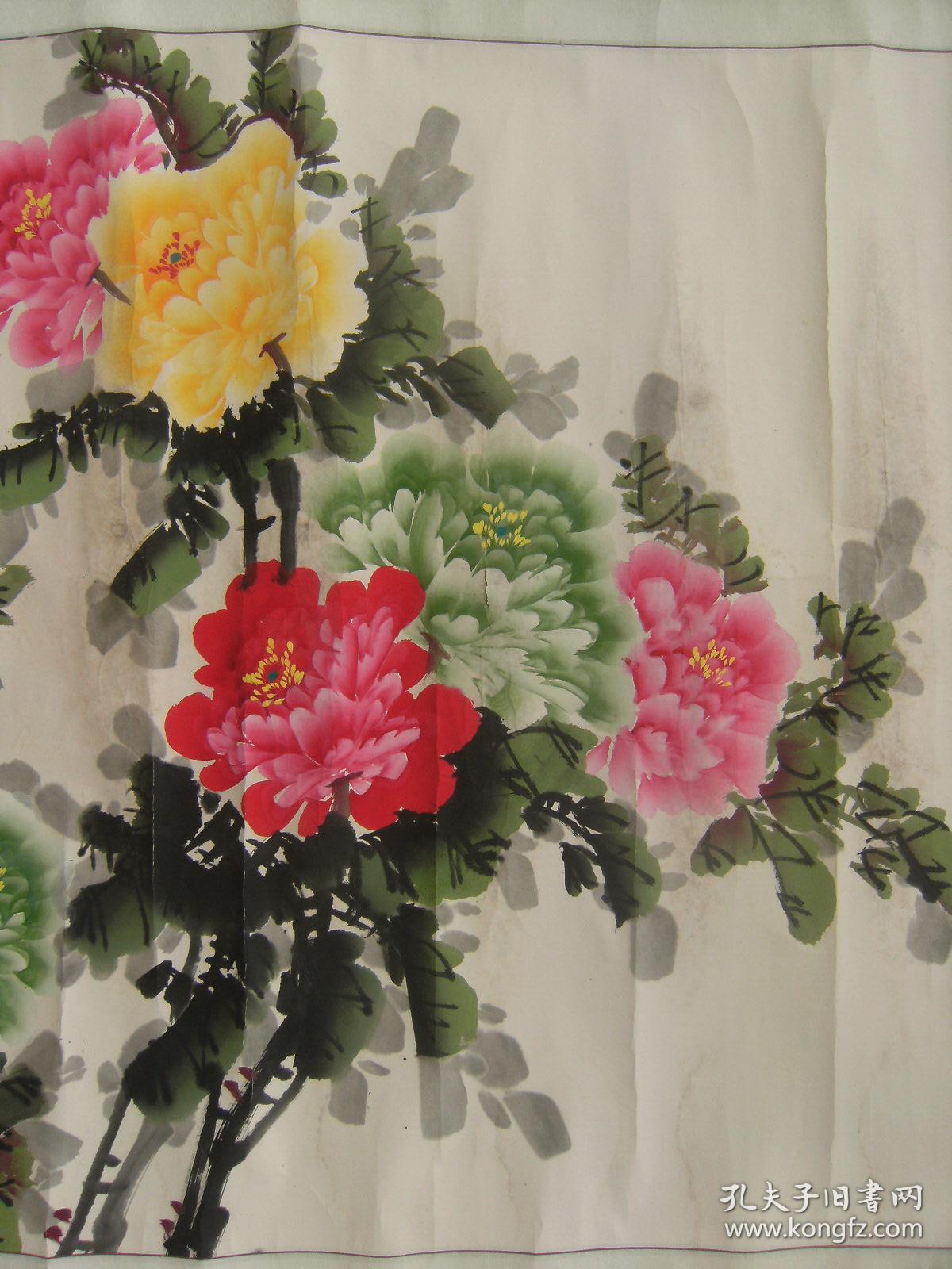 满堂富贵 特大横幅牡丹图 王铎国画作品