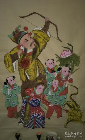 扑灰年画《张仙射狗《张仙打狗》