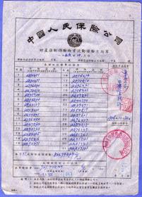 保险单据-----1956年10月中国人民保险公司通河县支公司"财产强制保险单"