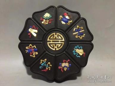 【重磅】紫檀木 多宝嵌八宝暗八仙文房盒大摆件