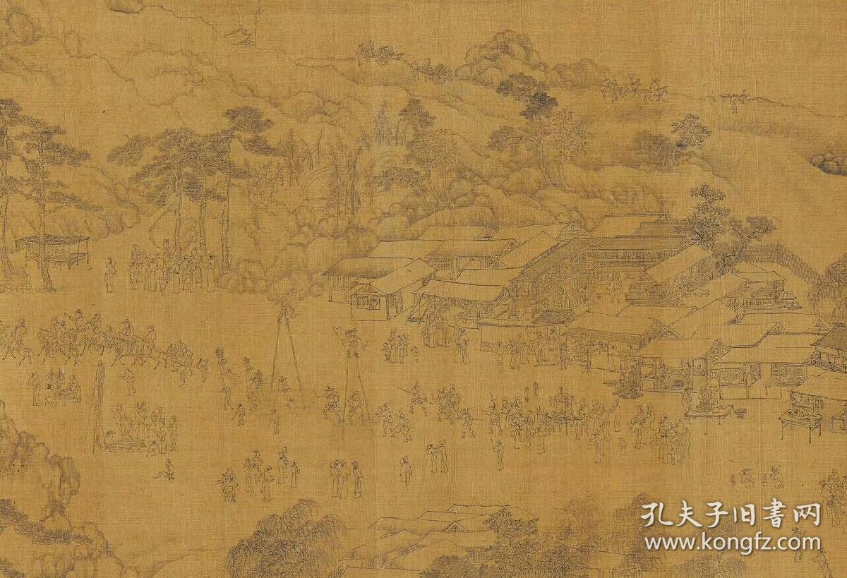 元代王振鹏亦写作朋的江山胜览图卷水墨绢本纵487厘米横950厘米作于