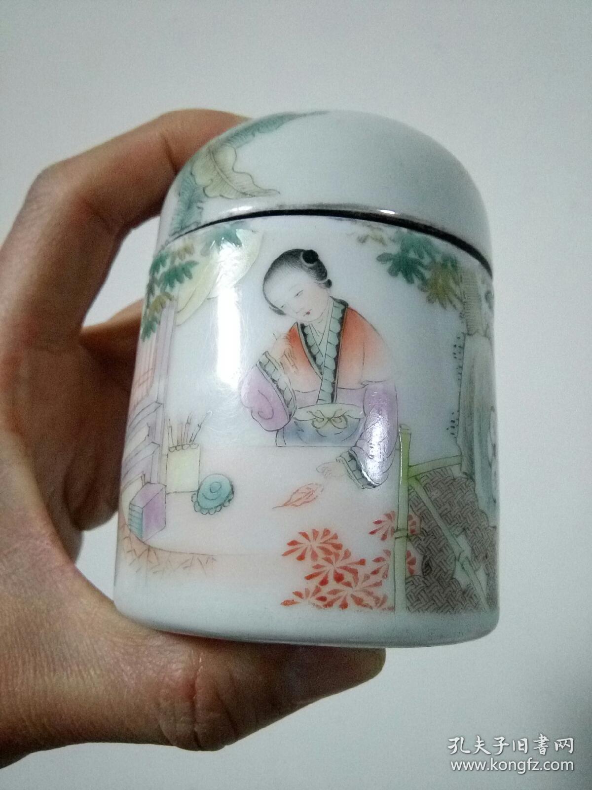 御窑大师民国名家汪章粉彩仕女温酒罐(品相好,画工妙)