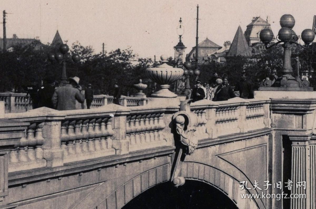 民国大幅银盐老照片大连日本桥现为大连解放桥桥头为大连民政署旧址