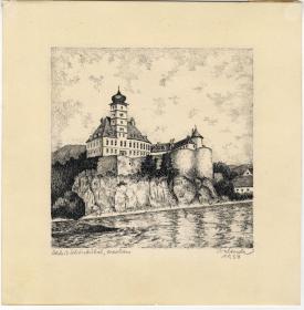 稀缺 ,  艺术家签名《   蚀刻版画-- 城堡》 约1950 年出版,