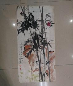 075   晚清扬州（泰州）进士  著名书画家   戴安礼  花鸟大条幅