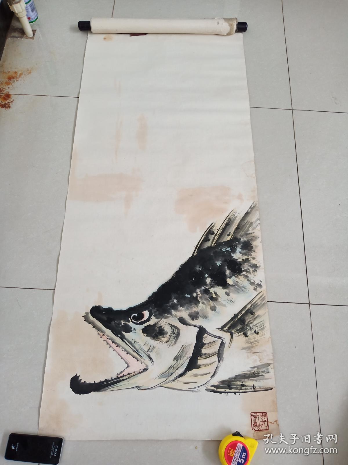 已故著名湖南画家东方人原名陈施仁现代画鱼名家作品5平尺多保真