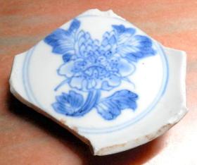 老古董瓷标本牡丹花图青花瓷片 明朝代老陶瓷器包老真品瓷具收藏