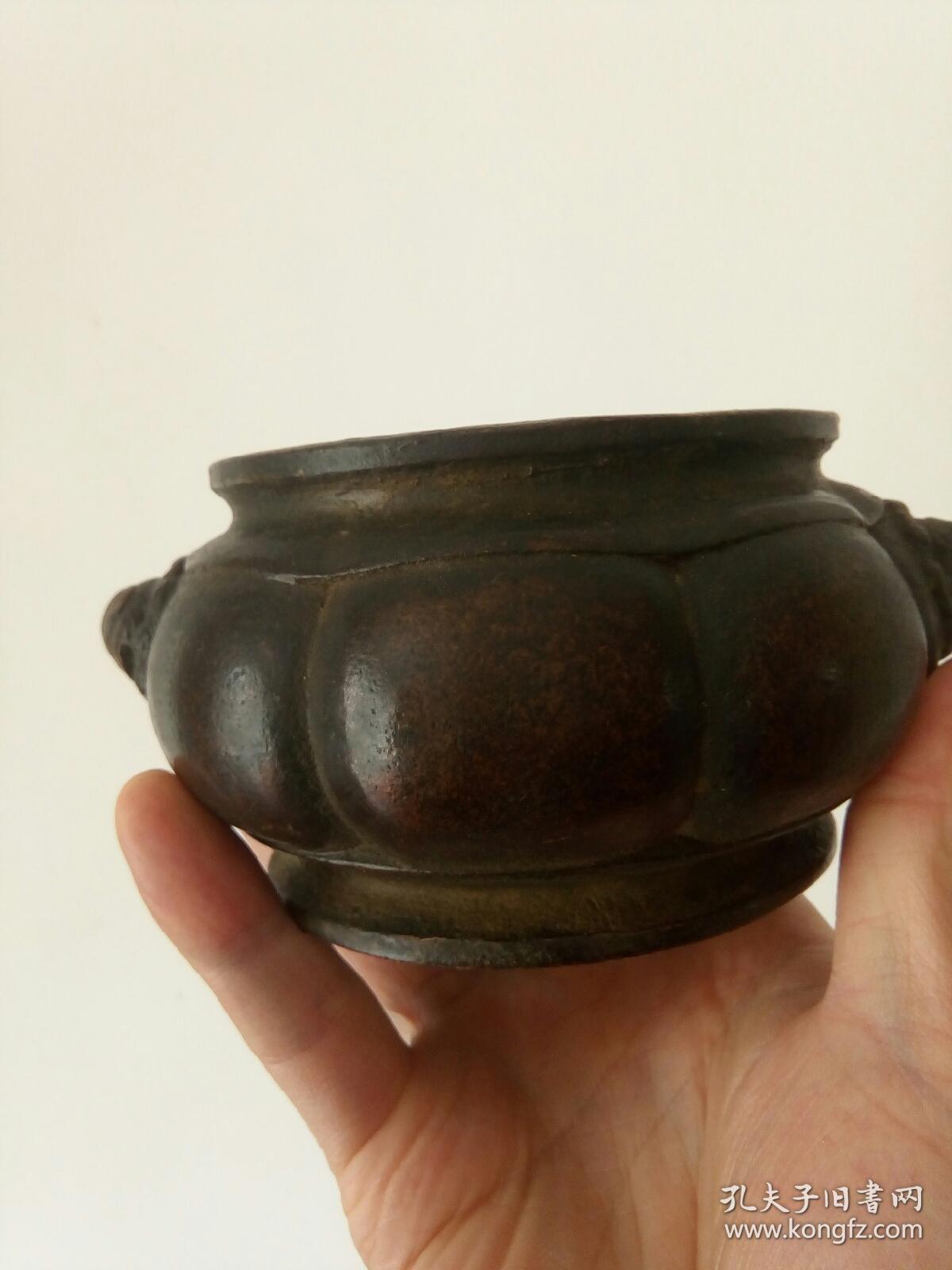 "云谷"款瓜形瑞兽耳铜炉(厚重古雅)