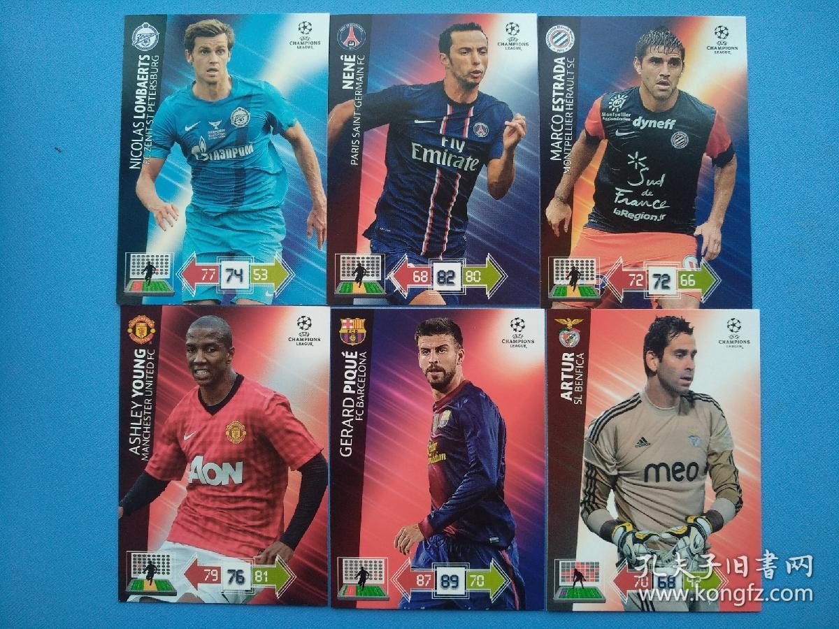 足球,球星卡(6张合售.