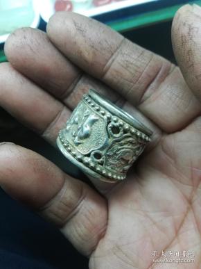 银扳子;光绪天宝足银扳指一个