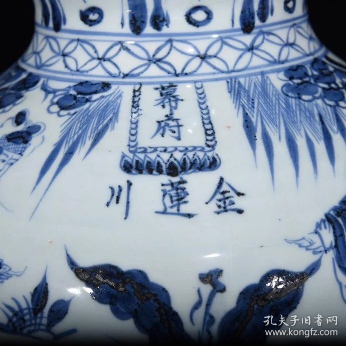 元青花幕府金莲川青花人物故事葫芦瓶4827