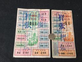 稀少票证样张 1982年-- 浙江省侨汇商品供应证 面值五元和拾元 2张--样张1