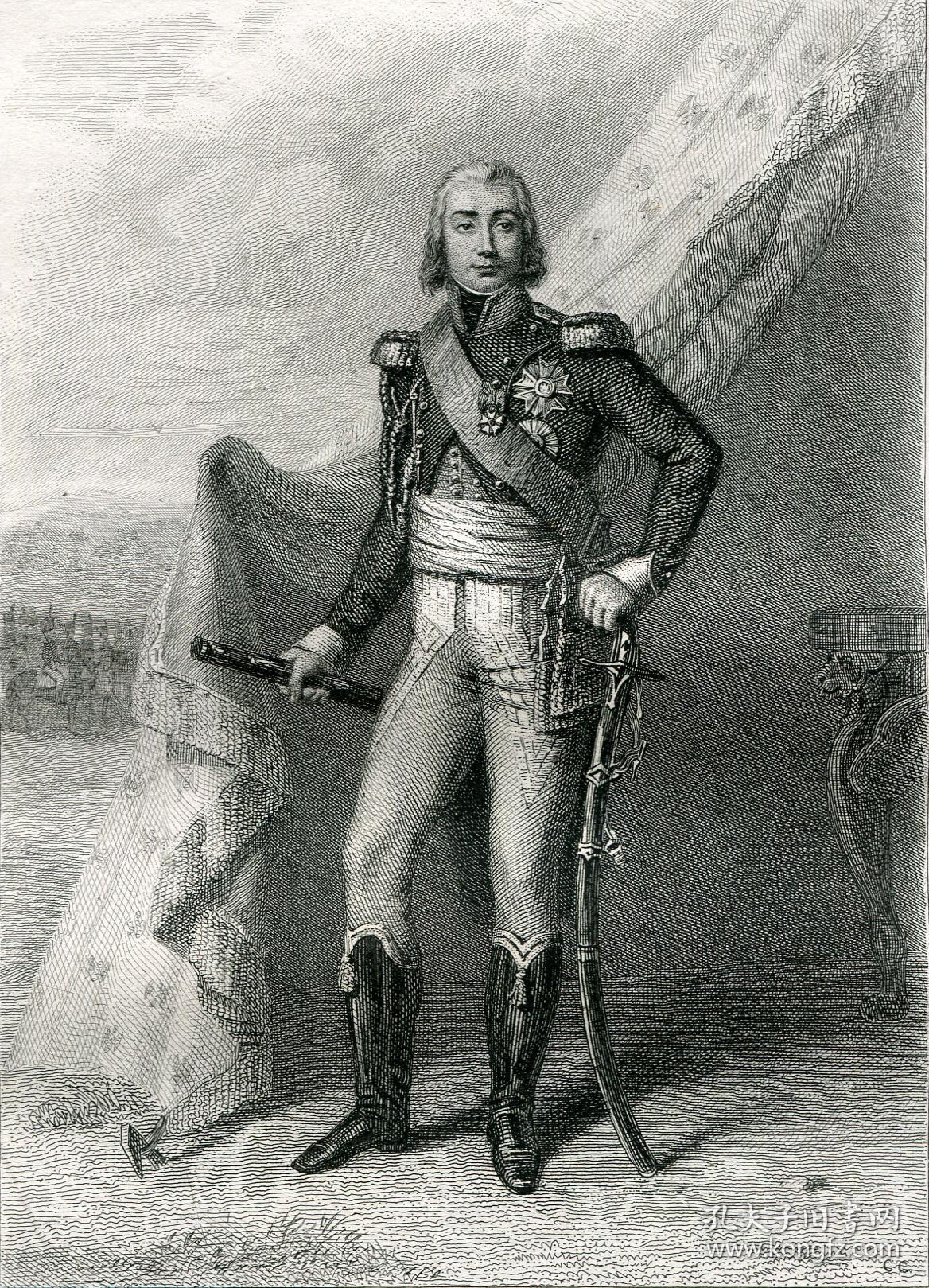 1845年钢版画《贝西埃尔元帅》29.5×22厘米