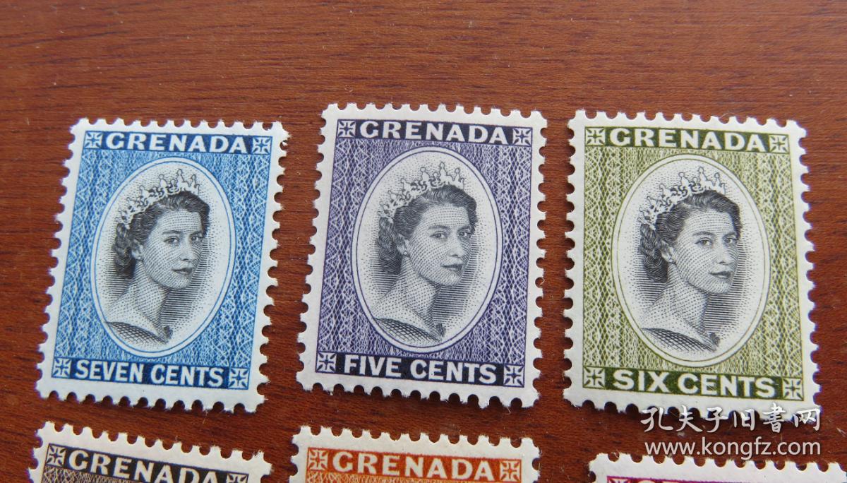 {会山书院}1#早期(grenada)英属殖民地格拉纳达发行的英国女王像邮票