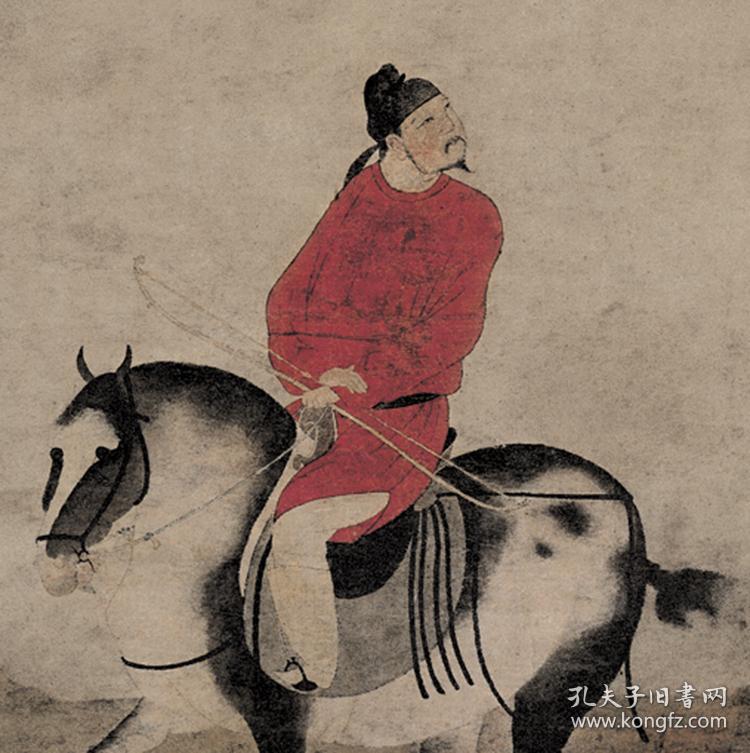 元赵雍挟弹游骑图1085x46cm纸本国画宣纸绢布艺术微喷画芯名画复制