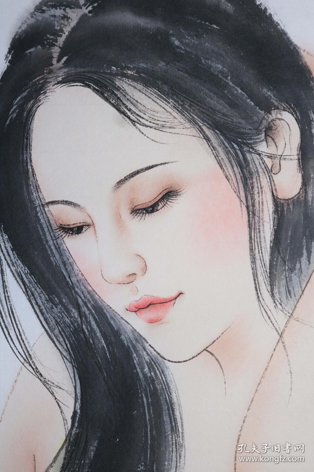 国内知名女画家上海市美协会员智临老师纯手绘四尺整纸人物,现代美女