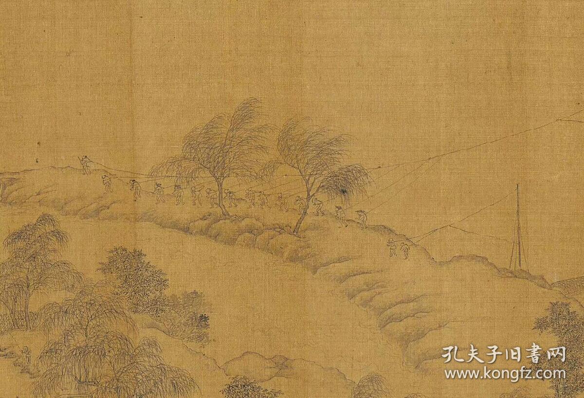 元代王振鹏亦写作朋的江山胜览图卷水墨绢本纵487厘米横950厘米作于