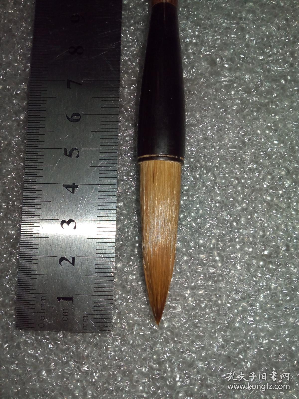 日本回流老毛笔扬州湖笔厂金羽牌鸟1支花梨木牛角狼毫锋颖完整出锋43