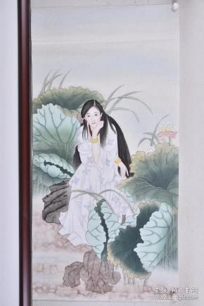 仕女图1 美女 荷花
