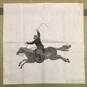 《唐代人物狩猎图石版画》