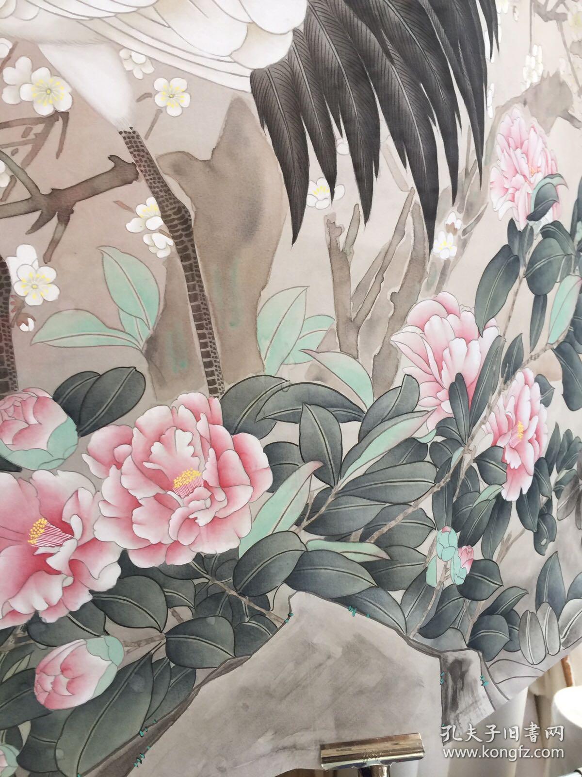 双鹤图-中美协 牛文霞 保真 取自画家本人 包手绘 绢本 工笔画