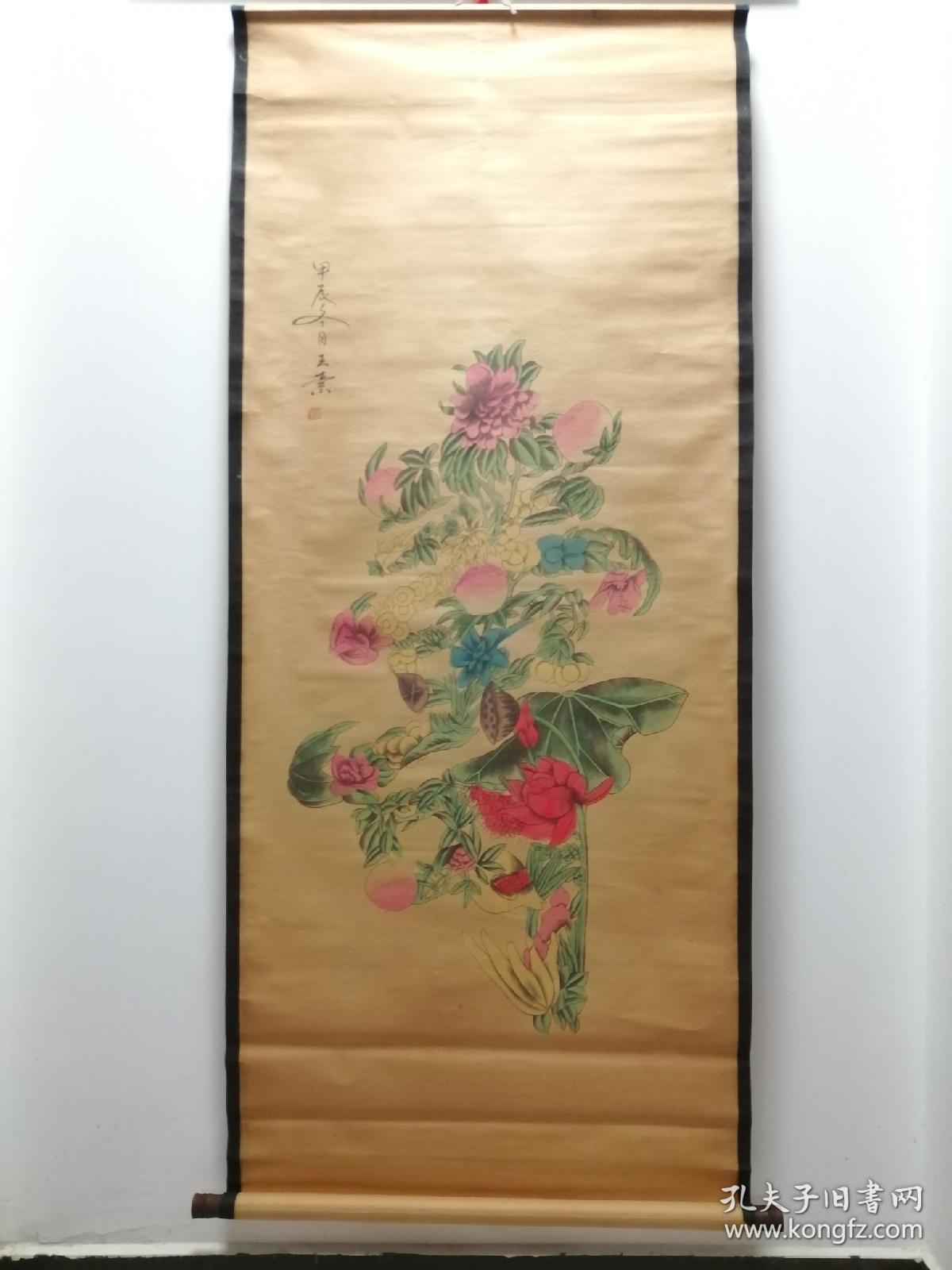 清代画家王素款《百花献寿图》