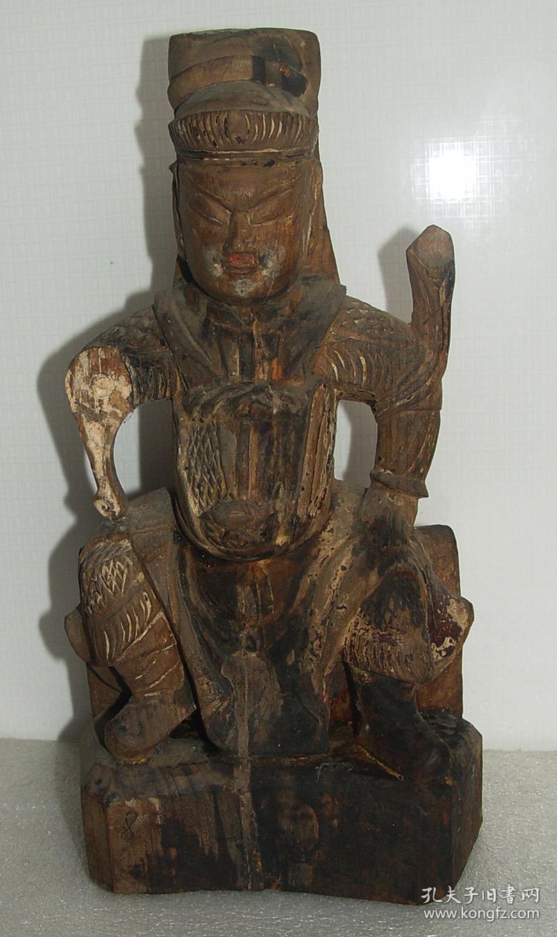 一尊 三界伏魔协天大帝 楠木 金容妙像 大清嘉庆23年(高28cm长14cm宽7
