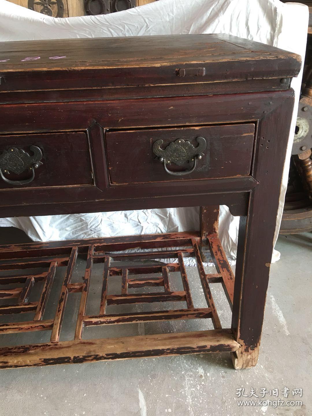 清代账桌完整无损百年榆木三抽屉尺寸长105cm宽55cm高84cm