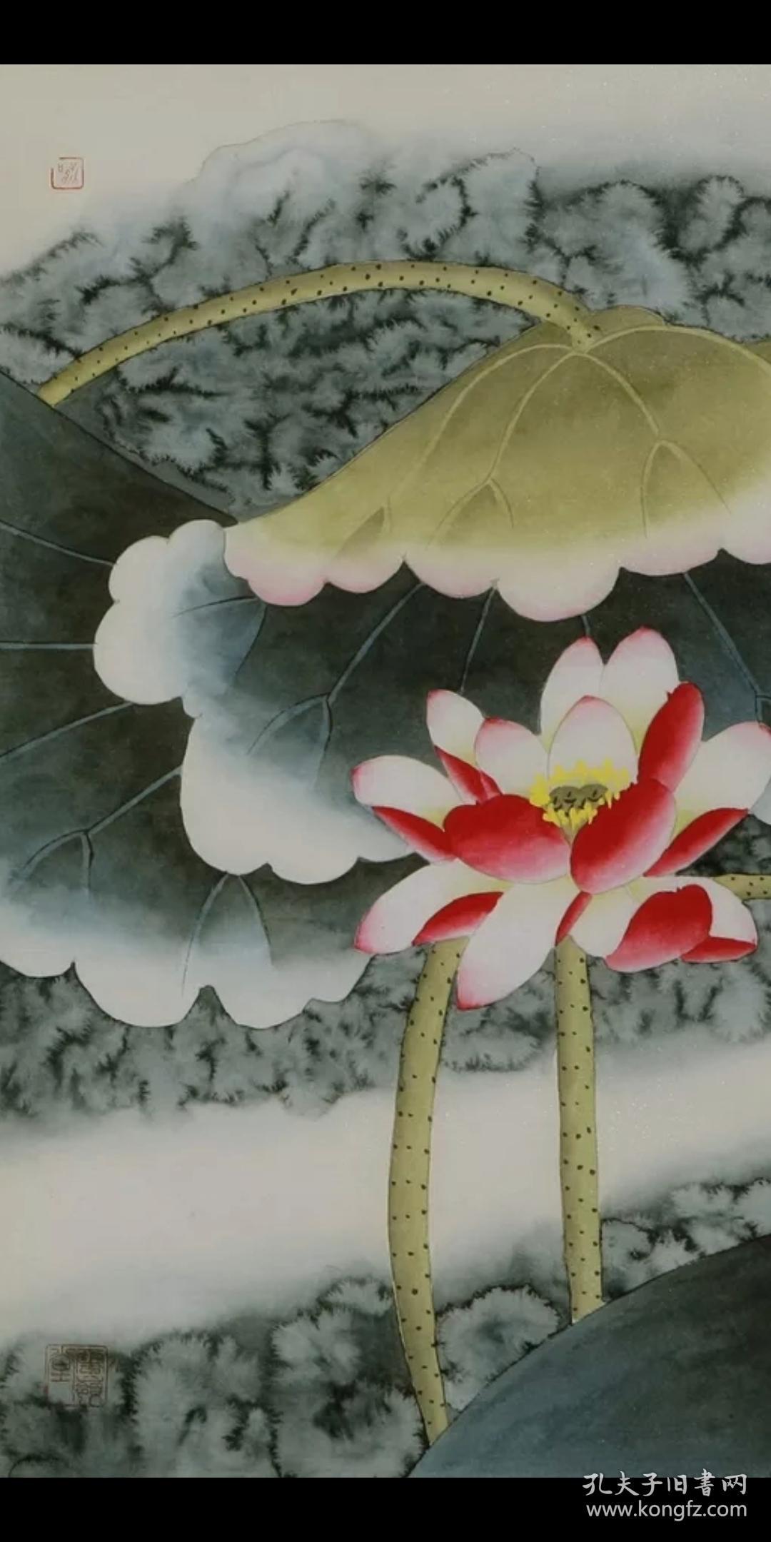 喻继高花鸟工笔国画荷花翠鸟纯手绘